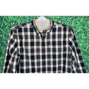 Carhartt Plaid Button Front Long Sleeve XL Tall Relaxed Fit Shirt Front Pocket